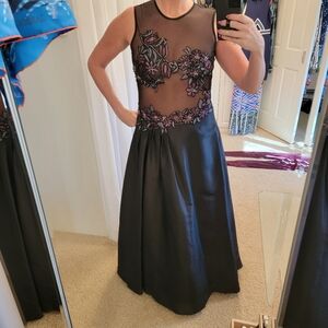 Night Way Collections Vintage Formal Gown Taffeta Sequin Prom Sleeveles Size 6